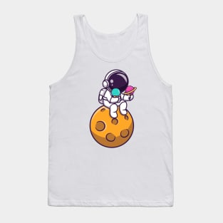 Cute Astronaut Holding Planet Ice Cream On The Planet Tank Top